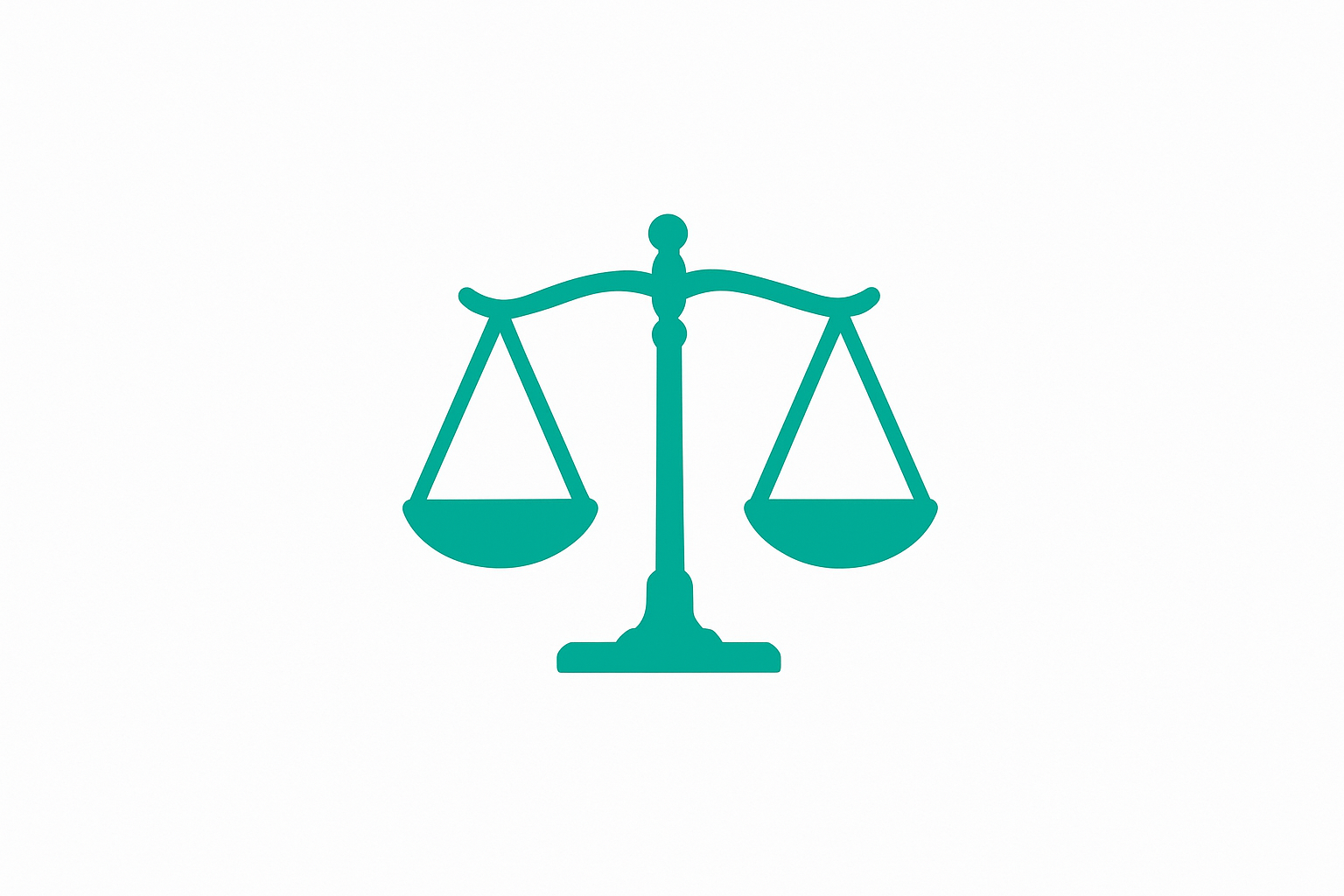 Generiere mir eine Waage als symbol die als Symbol für Balance gilt auf einem weißem Hintergrund in der färbe #12C29A